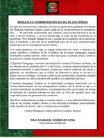 MENSAJE EN CONMEMORACION DEL DIA DE LOS HEROES